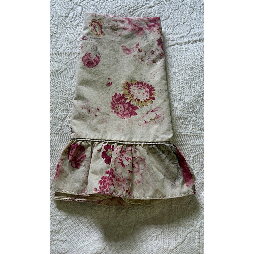 Waverly Norfolk Rose Vintage Floral Ruffled Pillowcase Floral English Country
